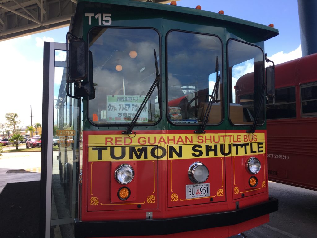 Red Tumon shuttle in Guam