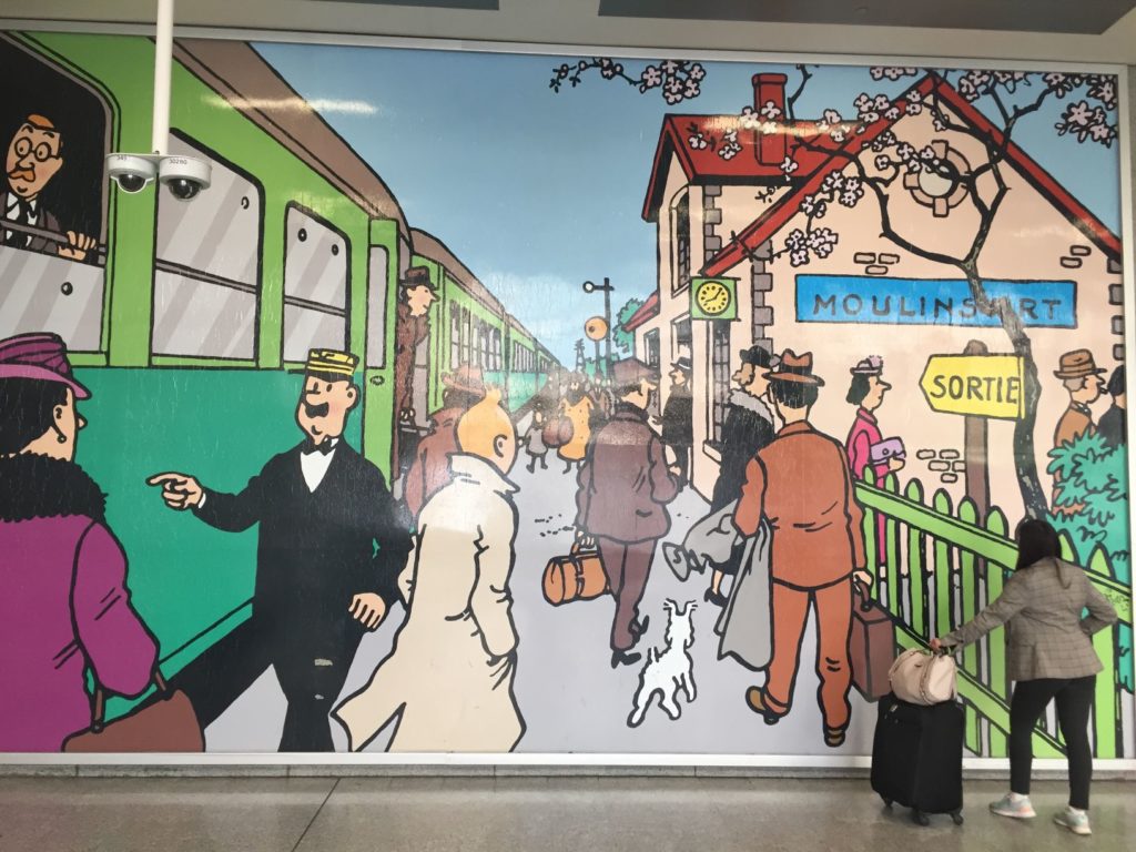 tintin comic mural painting