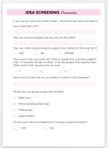 business startup ideas template