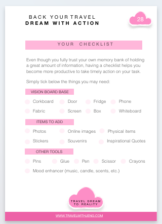 travel vision board checklist