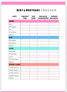 money management: debt and mortgage tracker