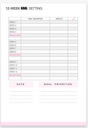 goal setting worksheet